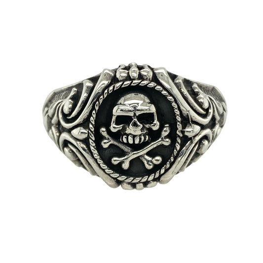 New 925 Silver Skull Signet Ring