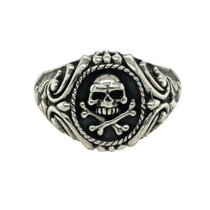 New 925 Silver Skull Signet Ring