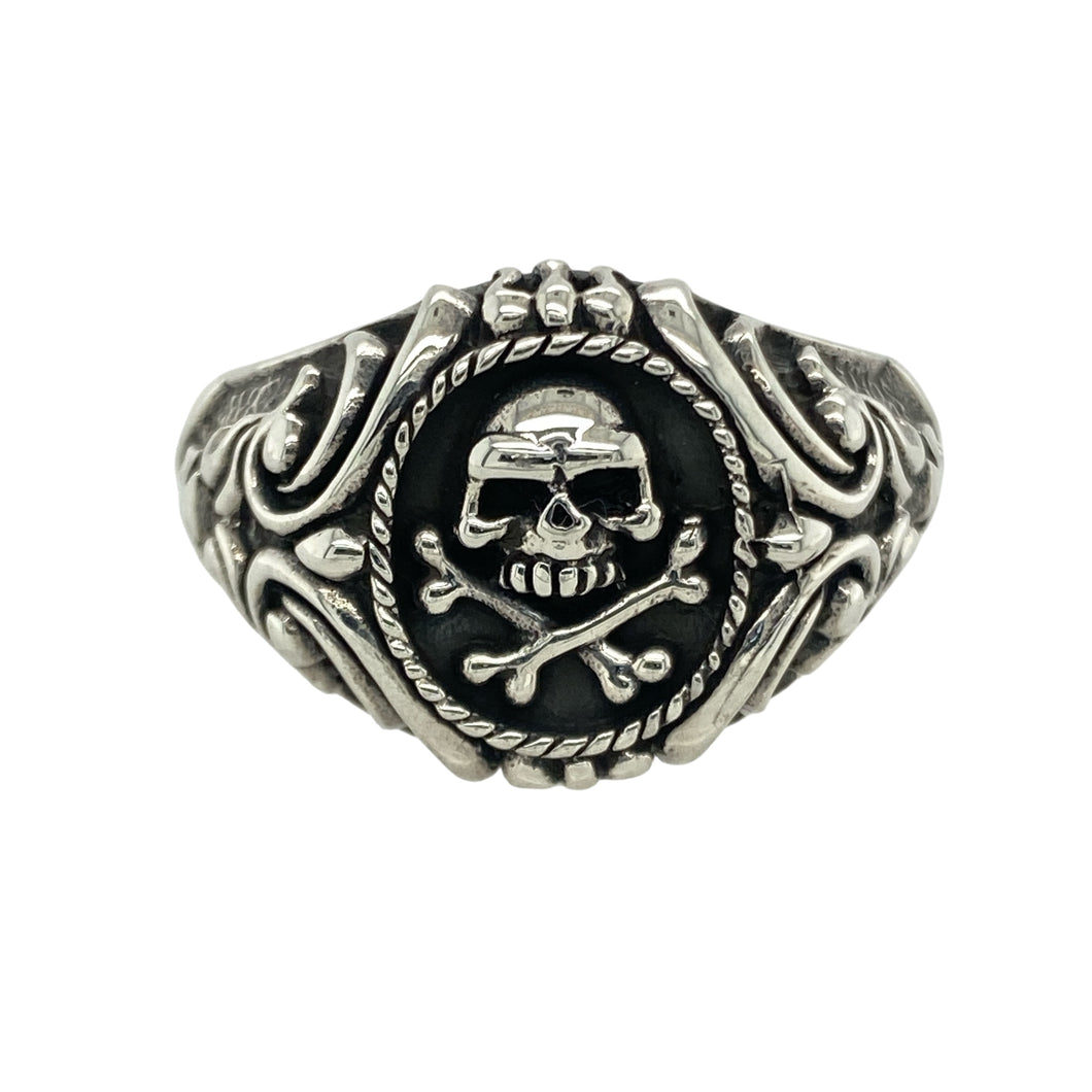 New 925 Silver Skull Signet Ring