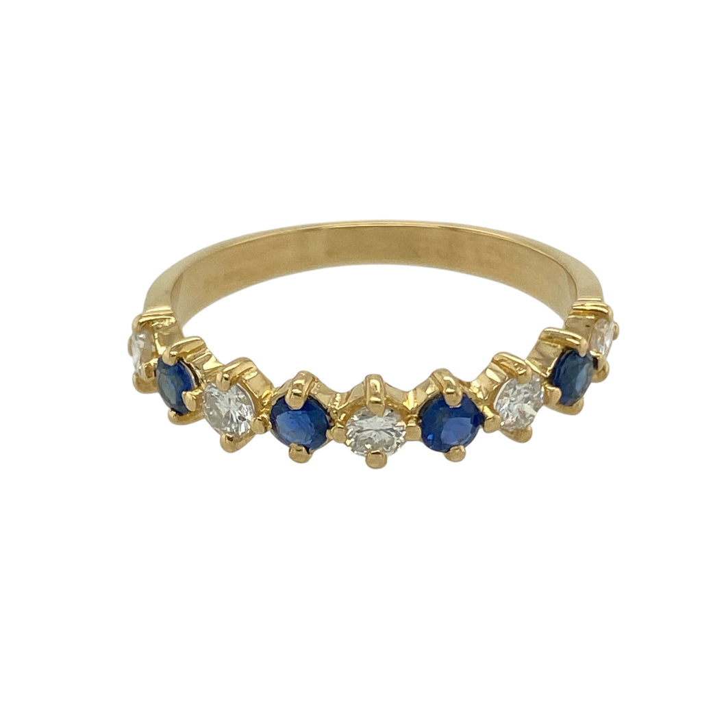 18ct Gold Diamond & Sapphire Set Band Ring