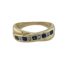 Load image into Gallery viewer, 9ct Gold Diamond &amp; Sapphire Set Crossover Band Ring
