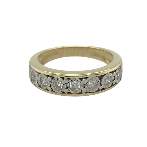 9ct Gold & Diamond Illusion Set Band Ring