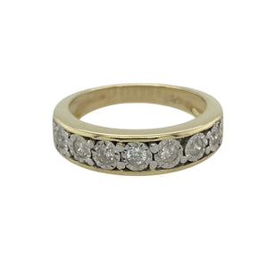 9ct Gold & Diamond Illusion Set Band Ring