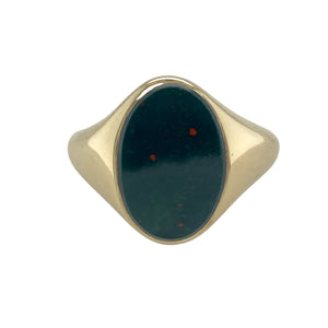 9ct Gold & Bloodstone Oval Signet Ring
