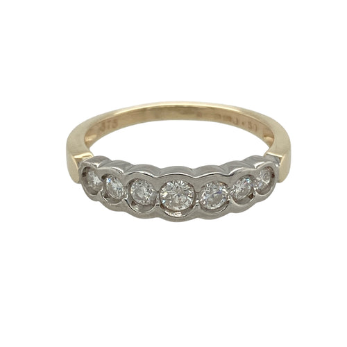 9ct Gold & Diamond Set Seven Stone Band Ring