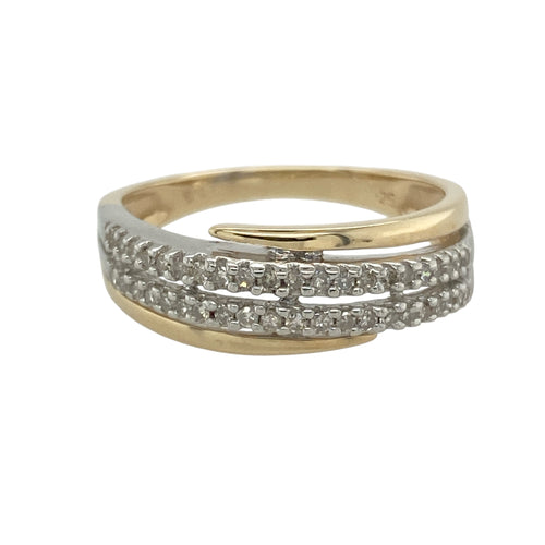 9ct Gold & Diamond Set Crossover Band Ring