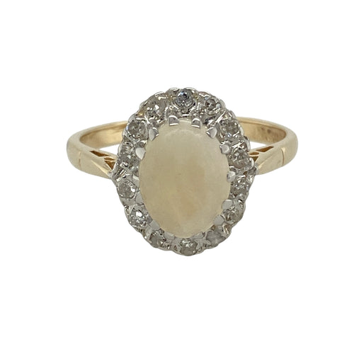 9ct Gold Diamond & Opal Set Cluster Ring