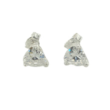 Load image into Gallery viewer, New Silver Heart Cubic Zirconia Stud Earrings with the weight 1.40 grams
