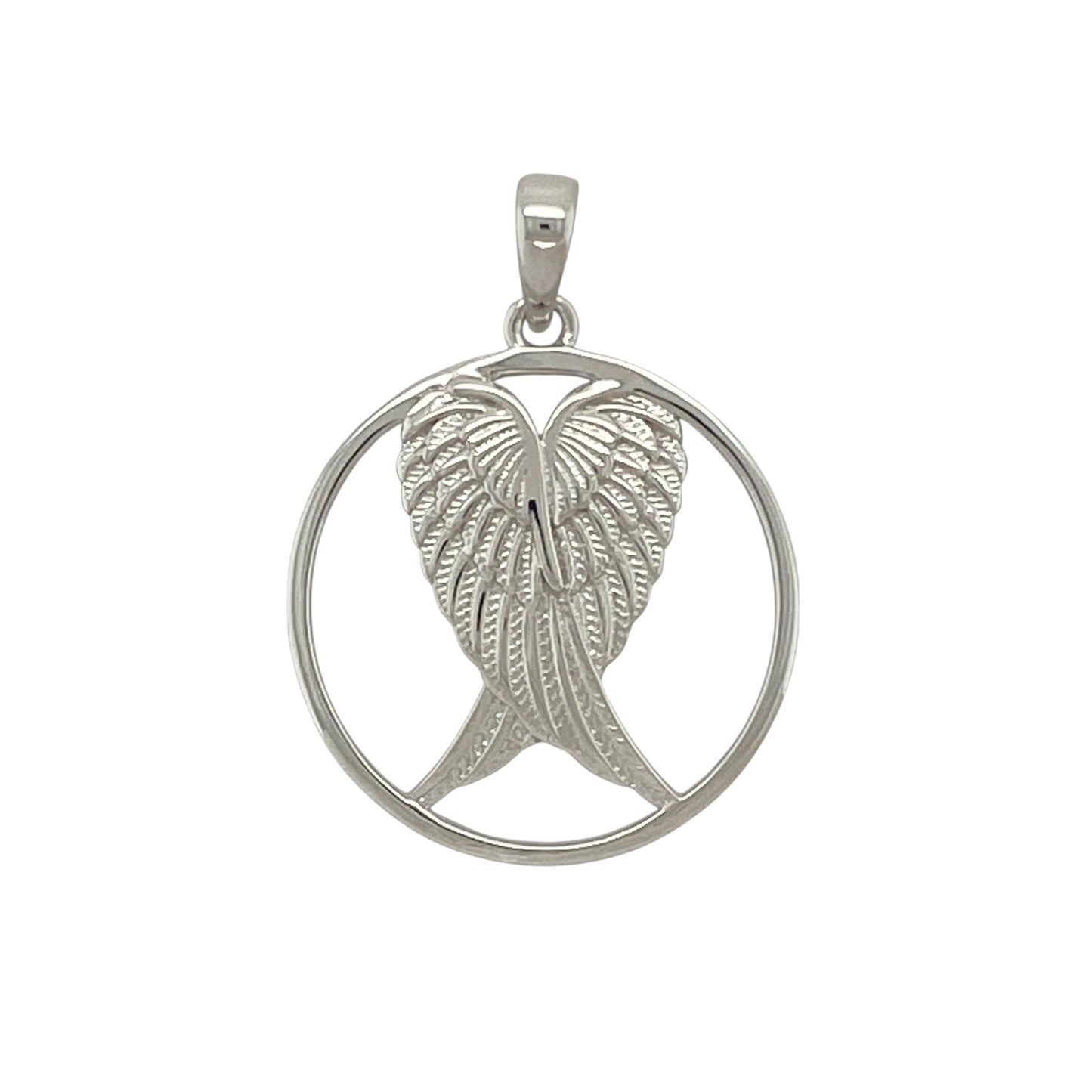 925 Silver Angel Wings Round Pendant