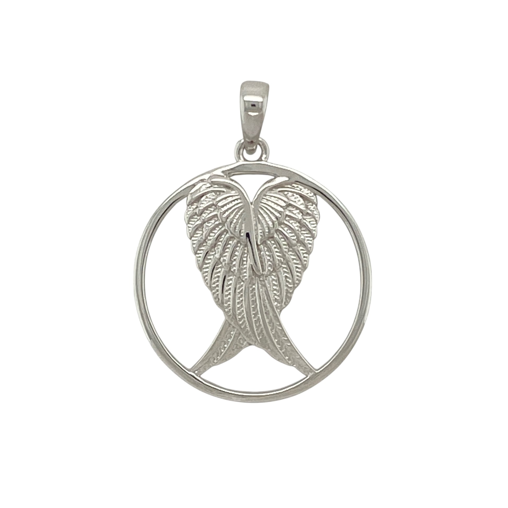 925 Silver Angel Wings Round Pendant