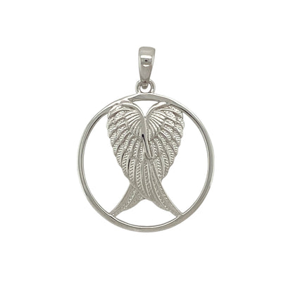 925 Silver Angel Wings Round Pendant