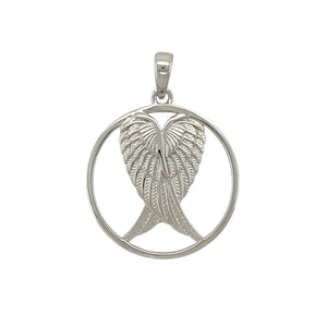925 Silver Angel Wings Round Pendant
