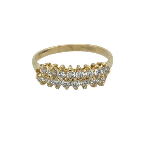 9ct Gold & Cubic Zirconia Set Two Row Band Ring