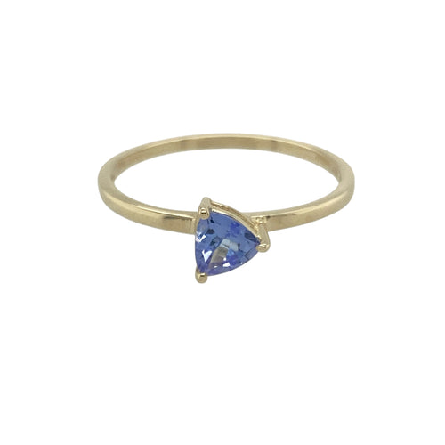 9ct Gold & Tanzanite Set Trillion Cut Solitaire Ring