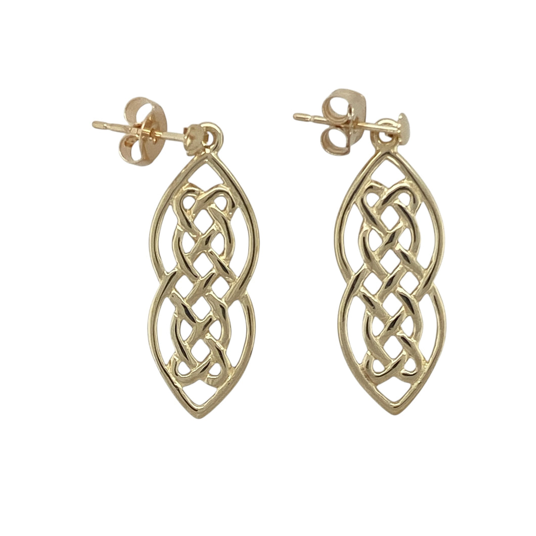 9ct Gold Celtic Knot Drop Earrings