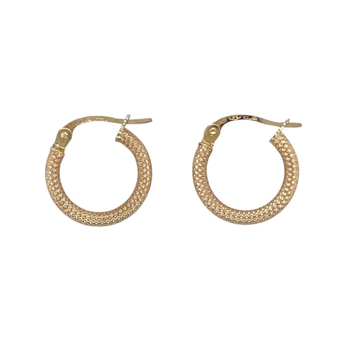 9ct Gold Textured Hoop Creole Earrings
