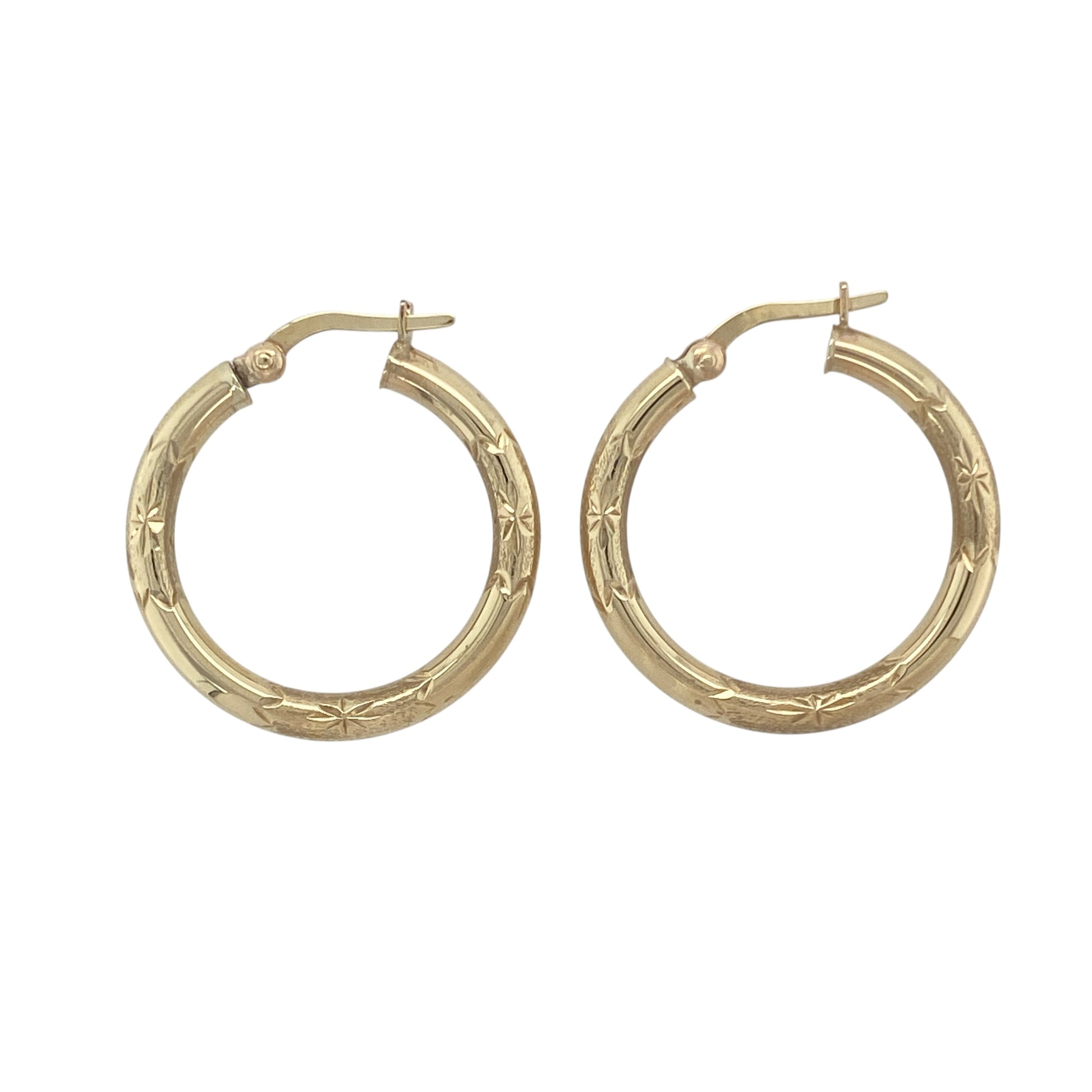 9ct Gold Patterned Hoop Creole Earrings