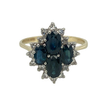 Load image into Gallery viewer, 9ct Gold Diamond &amp; Sapphire Set Cluster Ring
