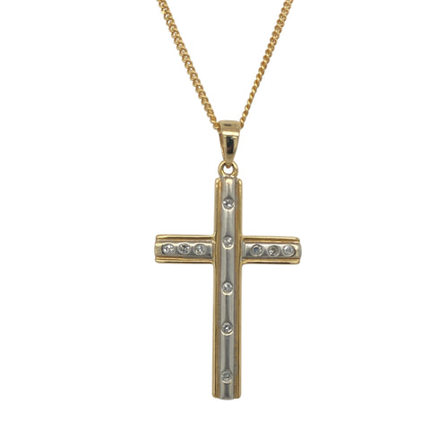 18ct Gold & Diamond Set Cross 18