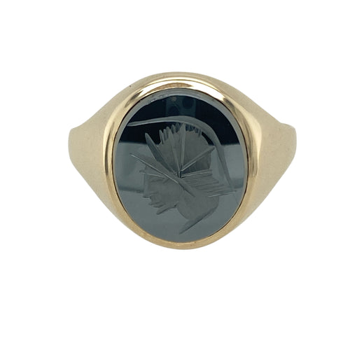 9ct Gold & Hematite Centurion Set Oval Signet Ring