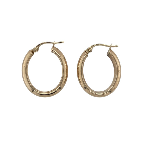 9ct Gold Plain Oval Creole Earrings