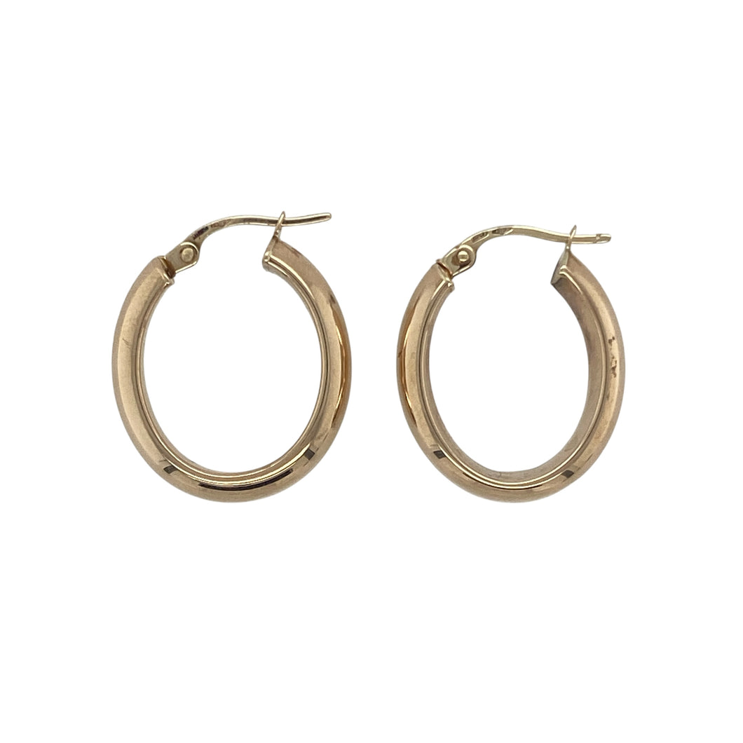 9ct Gold Plain Oval Creole Earrings