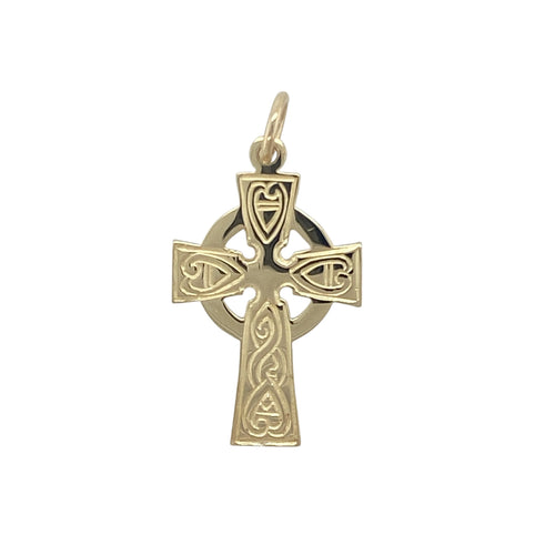 9ct Gold Patterned Celtic Cross Pendant
