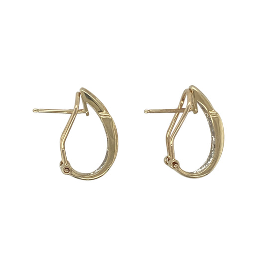 Bring refined sparkle and timeless sophistication to your collection with these pre-owned 9ct yellow and white gold diamond set clip-up hoop style stud earrings, offering a beautiful blend of classic design and elegant detail—perfect for elevating any look.

Design: Each earring features a stylish hoop-inspired shape with a secure clip-up design, accented with sparkling diamonds for added brilliance and a luxurious touch.
