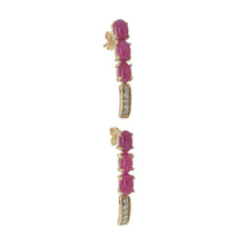 Load image into Gallery viewer, 9ct Gold Diamond &amp; Ruby Set Drop Earrings
