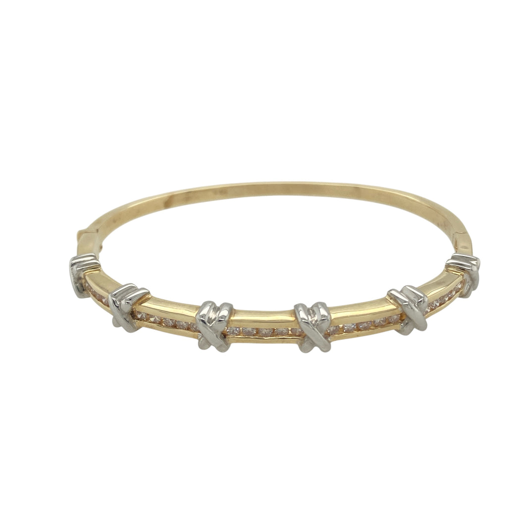 9ct Gold & Diamond Channel Set Kisses Bangle