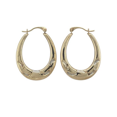 9ct Gold Footprints Oval Creole Earrings