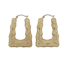 Load image into Gallery viewer, 9ct Gold Patterned Handbag Style Creole Earrings
