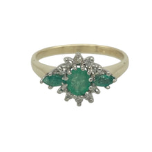 Load image into Gallery viewer, 9ct Gold Diamond &amp; Emerald Set Cluster Ring
