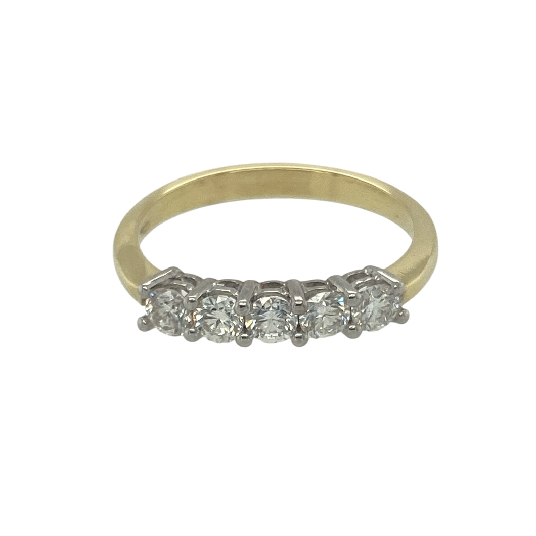 18ct Gold & Diamond Set Five Stone Band Ring