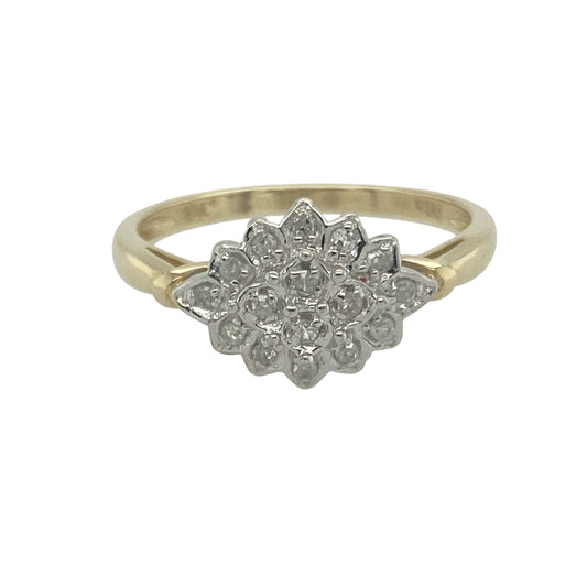 9ct Gold & Diamond Set Fancy Cluster Ring