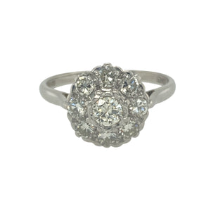 18ct White Gold & Diamond Set Vintage Style Cluster Ring