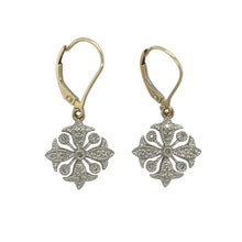 Load image into Gallery viewer, 9ct Gold &amp; Diamond Set Flower Style Drop Earrings
