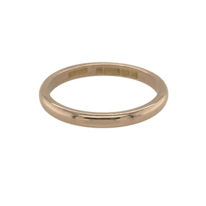 Bring understated warmth and timeless simplicity to your collection with this pre-owned 9ct rose gold wedding band ring, offering soft romantic tones and everyday elegance — perfect for marking life’s most meaningful moments.

Design: This slender 2mm band embodies minimalist beauty, designed to sit gracefully on the finger either as a wedding ring, stacking piece, or subtle statement on its own.
