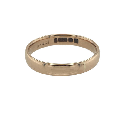 Bring soft warmth and timeless simplicity to your collection with this pre-owned 9ct rose gold wedding band ring, offering romantic tones and classic elegance — perfect for marking life’s most meaningful moments.

Design: This elegant 3mm band features a smooth, balanced silhouette that sits beautifully on the finger, whether worn alone or paired with other rings.
Material: Made from 9-carat rose gold, the polished finish enhances its gentle blush hue, adding a warm, radiant glow to any style.
