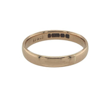 Load image into Gallery viewer, Bring soft warmth and timeless simplicity to your collection with this pre-owned 9ct rose gold wedding band ring, offering romantic tones and classic elegance — perfect for marking life’s most meaningful moments.

Design: This elegant 3mm band features a smooth, balanced silhouette that sits beautifully on the finger, whether worn alone or paired with other rings.
Material: Made from 9-carat rose gold, the polished finish enhances its gentle blush hue, adding a warm, radiant glow to any style.

