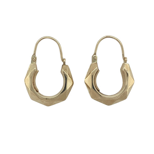 9ct Gold Patterned Hoop Creole Earrings