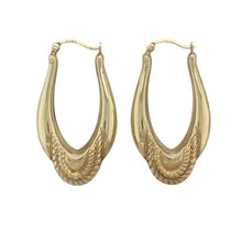Load image into Gallery viewer, 9ct Gold Patterned Long Oval Creole Earrings
