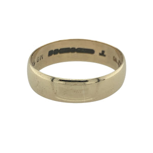 Bring bold elegance and classic appeal to your collection with this pre-owned 9ct yellow gold 6mm wedding band ring—a timeless symbol of commitment with a strong, confident presence.

Design: The ring features a wide, traditional band profile with smooth edges and a clean finish, offering a substantial and enduring look.
Material: Made from 9-carat yellow gold, the polished surface brings out its warm tone while maintaining a refined and low-maintenance appearance.
