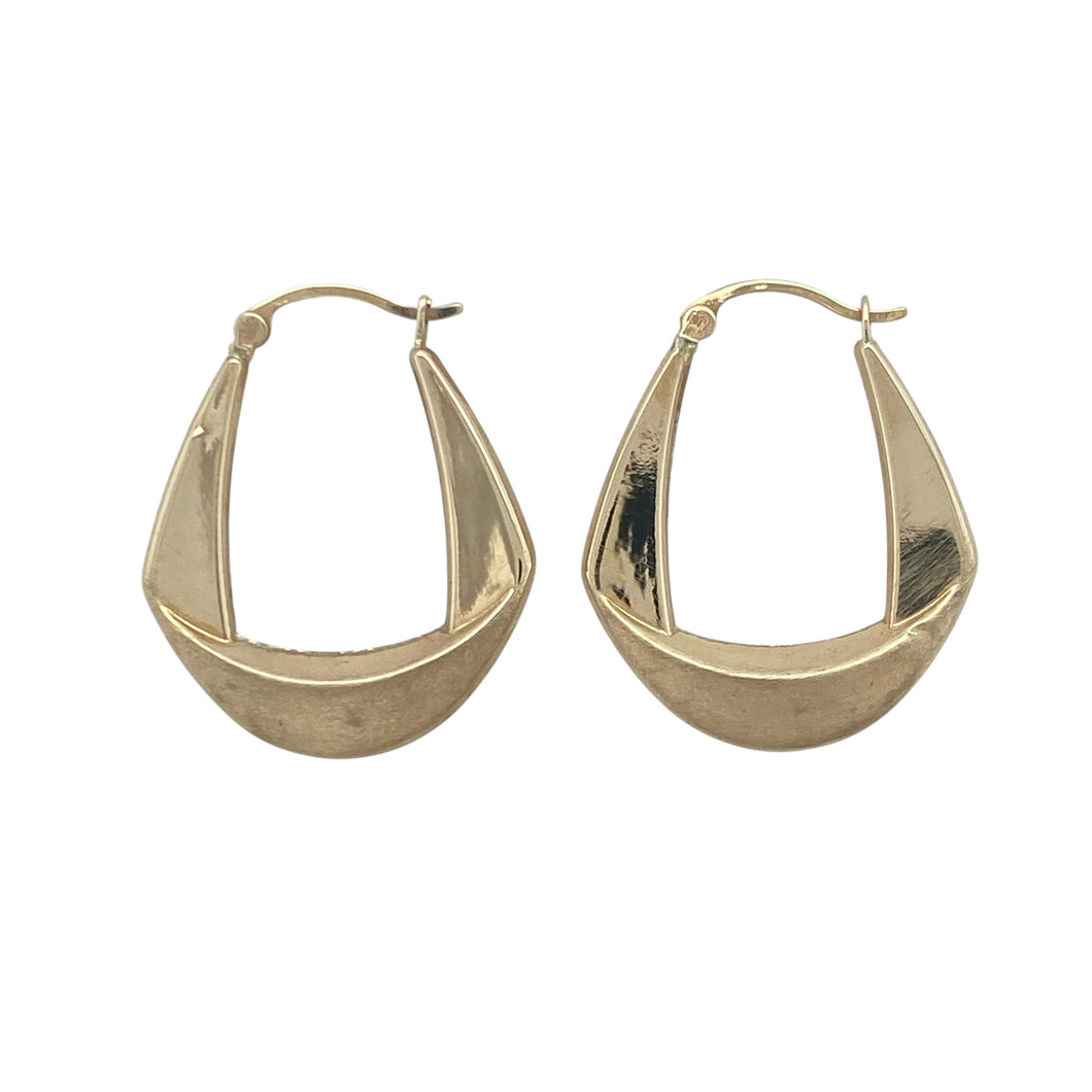 9ct Gold Brushed Creole Earrings