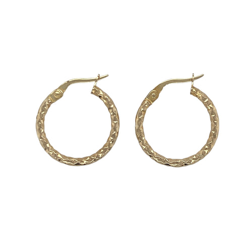 9ct Gold Sparkle Textured Hoop Creole Earrings