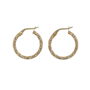 9ct Gold Sparkle Textured Hoop Creole Earrings