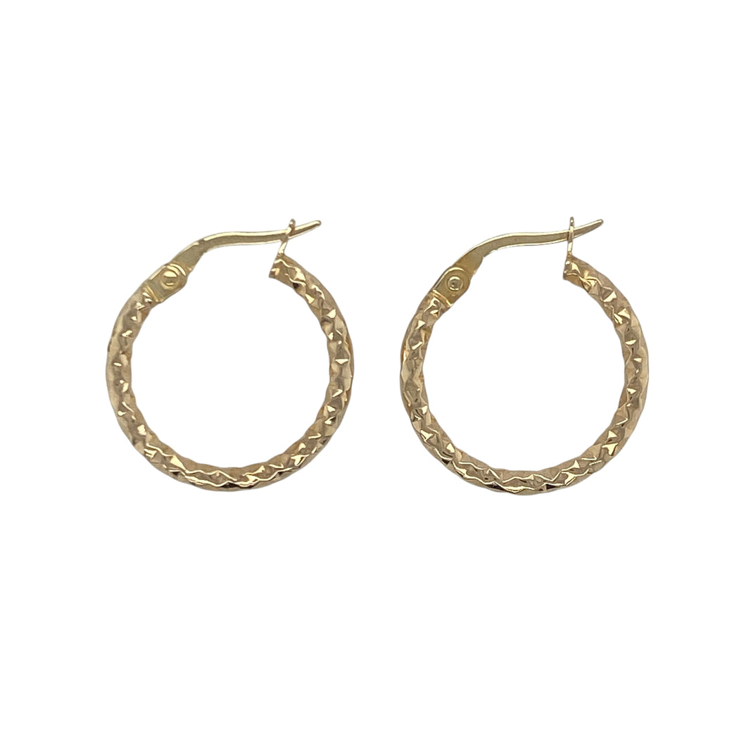 9ct Gold Sparkle Textured Hoop Creole Earrings