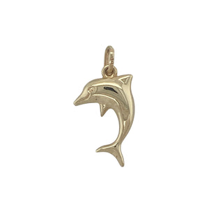 Bring playful charm and ocean-inspired elegance to your collection with this pre-owned 9ct yellow gold dolphin pendant—a light and joyful piece with timeless appeal.

Design: The pendant features a sleek dolphin in mid-leap, capturing graceful movement and a sense of freedom in a compact form.
Material: Made from 9-carat yellow gold, the polished finish adds a soft, warm glow that highlights the smooth curves of the design.
