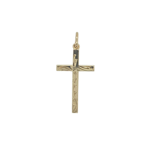 9ct Gold Patterned Small Cross Pendant