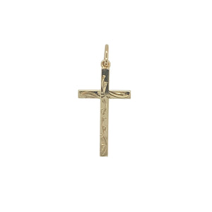 9ct Gold Patterned Small Cross Pendant